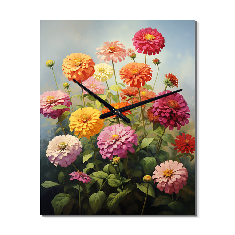 Zinnias Romantic Impression - Horloges murales florales, Petit