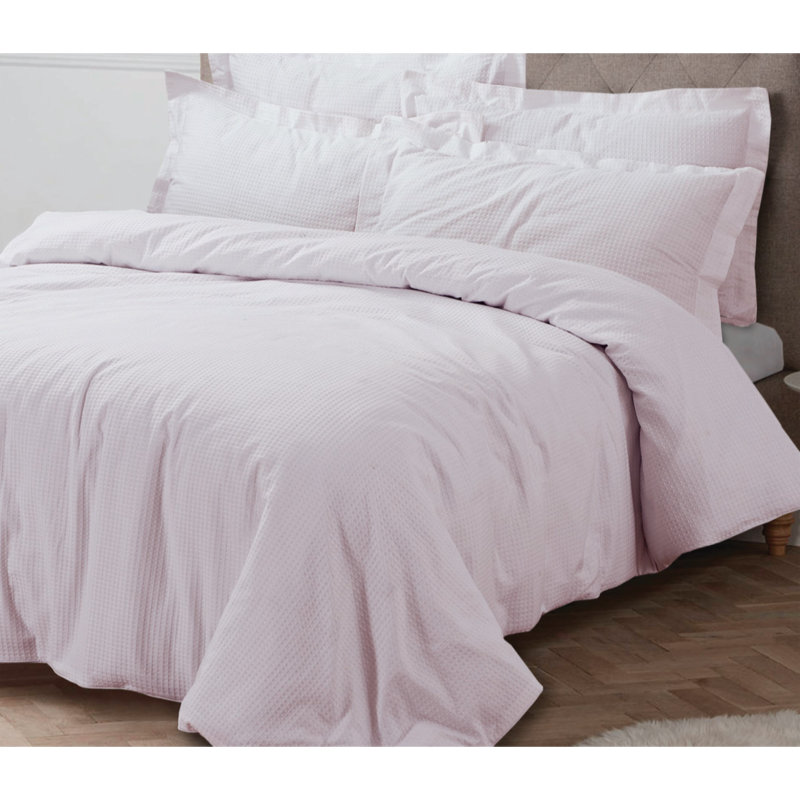 Estherlene Satin Solid Colour Duvet Cover Set with Pillowcases Included, King Duvet Cover + 2 Oxford Pillowcases, Blush Pink