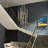 Modern 18-Light Gold LED Chandelier, Large Spiral Staircase Pendant Light with Adjustable Height