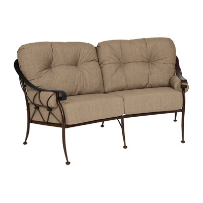 Derby Crescent Loveseat with Cushions by Woodard