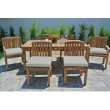 Huntington 7pc Teak Outdoor Dining Set With Sunbrella