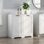 Armoire à linge blanche inclinable avec tablettes réglables et rangement à 3 niveaux