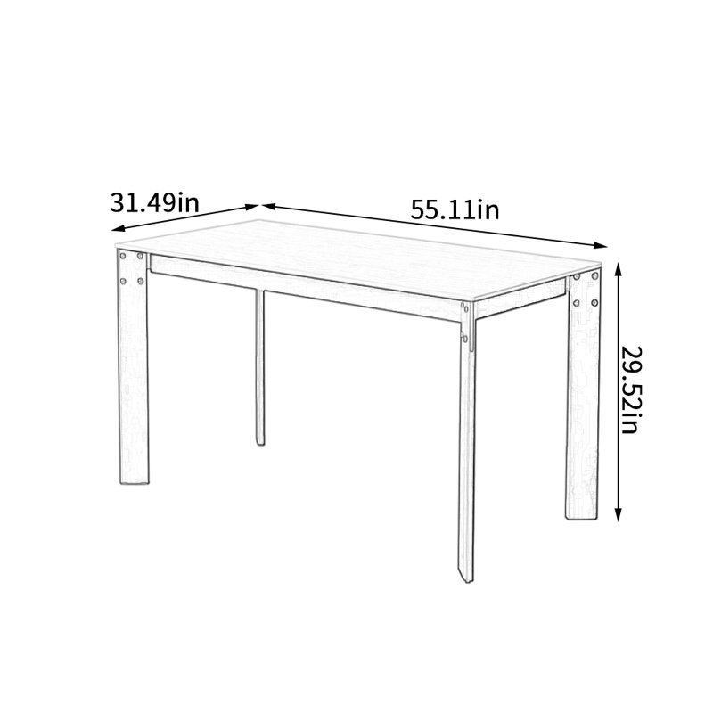 Table rectangulaire en bois de hêtre durable, 29,52 po H x 55,11 po L x 31,49 po l, Noir
