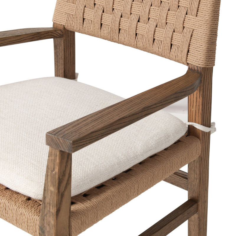 Hamlin Dining Armchair With Cushion-Double Twisted Paper Cord