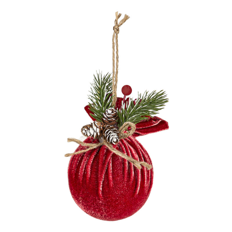 Ornement de Noël en velours rouge dans une boîte cadeau, ensemble de 3