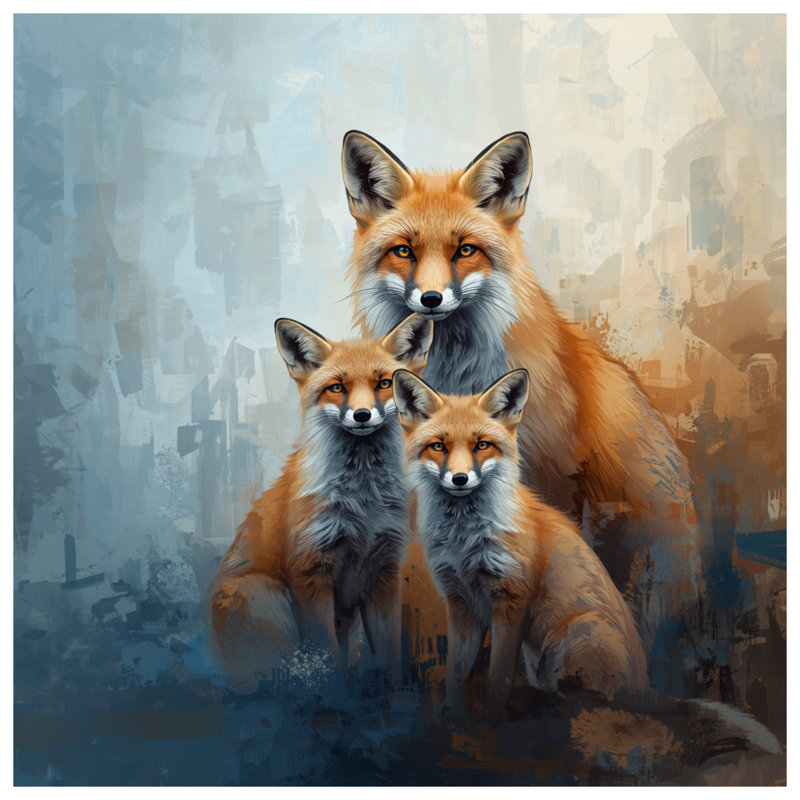 Rideaux de fenêtre Red Fox Family, 50" x 80" - 1 Panel, Transparent