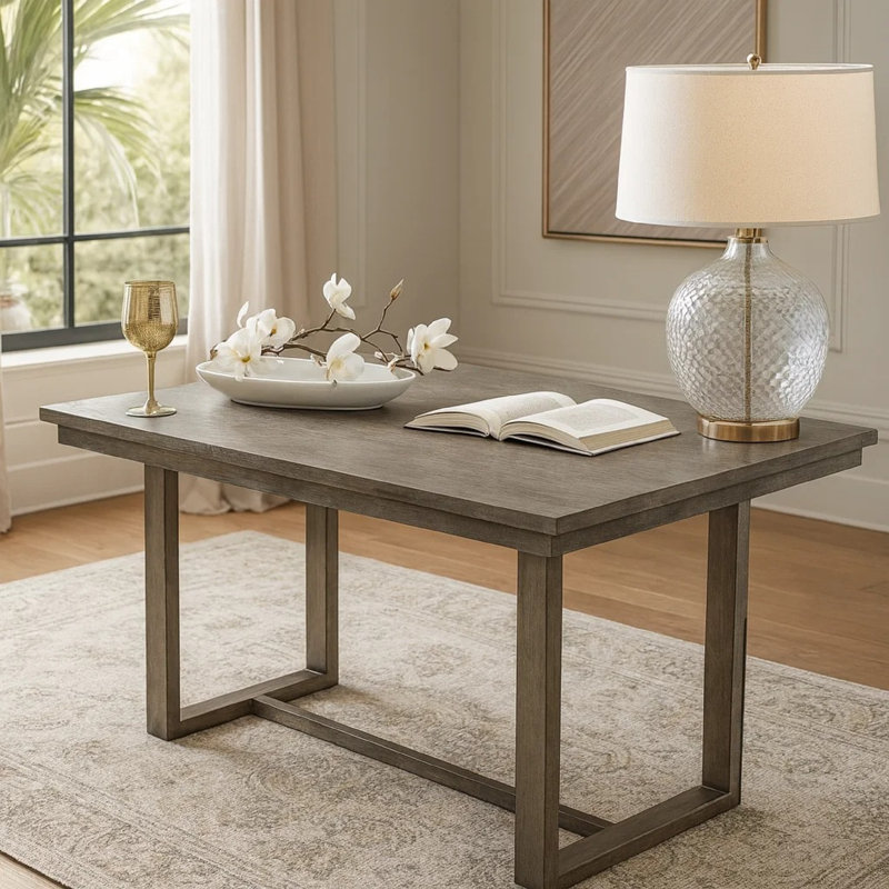 Table de salle à manger à hauteur de comptoir rectangulaire en bois 66 po, traîneau, gris rustique