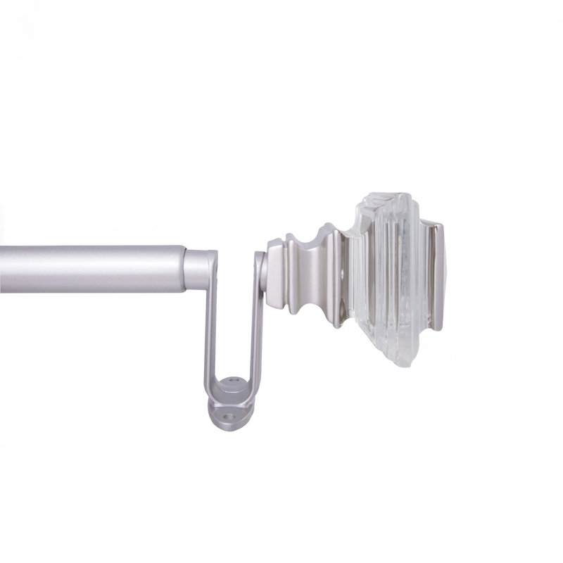 Brushed Nickel Adjustable Room Darkening Curtain Rod with Decorative Finials