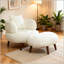 Chaise longue de style nordique avec tissu chenille et repose-pieds-461182445