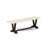 6-pc dining room table set contains a linen white (off-white) mid-century table a dinette bench and 4 dark Gotham grey linen fabric modern chairs with high back - wire brushed black finish-85692400-85692402-126725365