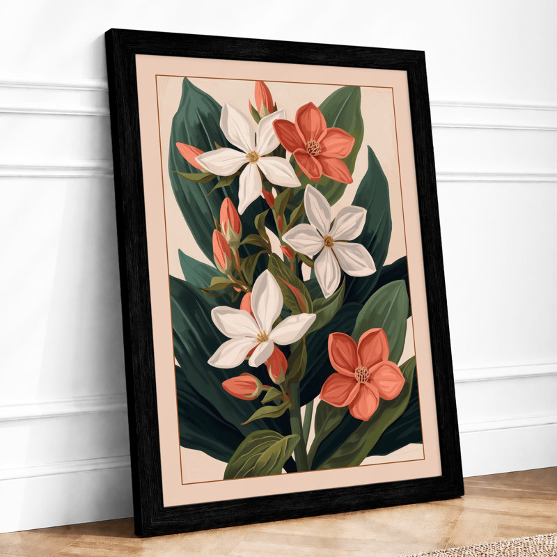 Flowering Study Botanical - Framed Print, A1 - 84.1 x 59.4 cm, Black