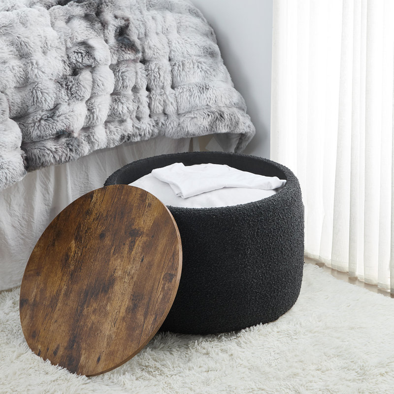 2East Upholstered Ottoman, Black