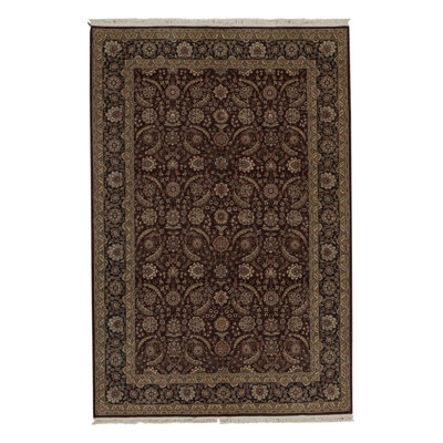 Manchuria Wool Oriental Area Rug in Wine/Black/Beige