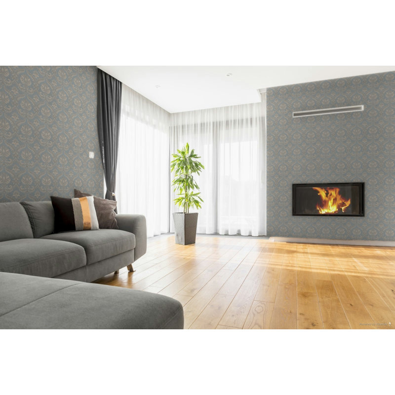 Italian Classics 4 Traditional Damask 3D Embossed Wallpaper Roll, Blue