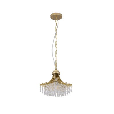 11.75" Dia X 10" H Single Bulb Matte Gold Glass Fan Shape Pendant Chandelier
