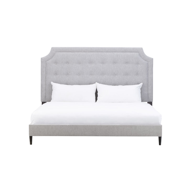 Upholstered Platform Bed, Queen, Light Gray