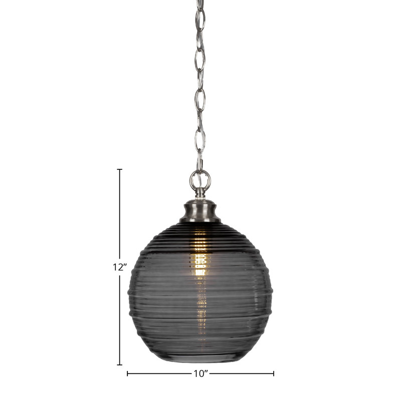 Minnesota 1 - Light Single Globe Pendant, Nickel, 87" H x 10" W x 10" D, Grey