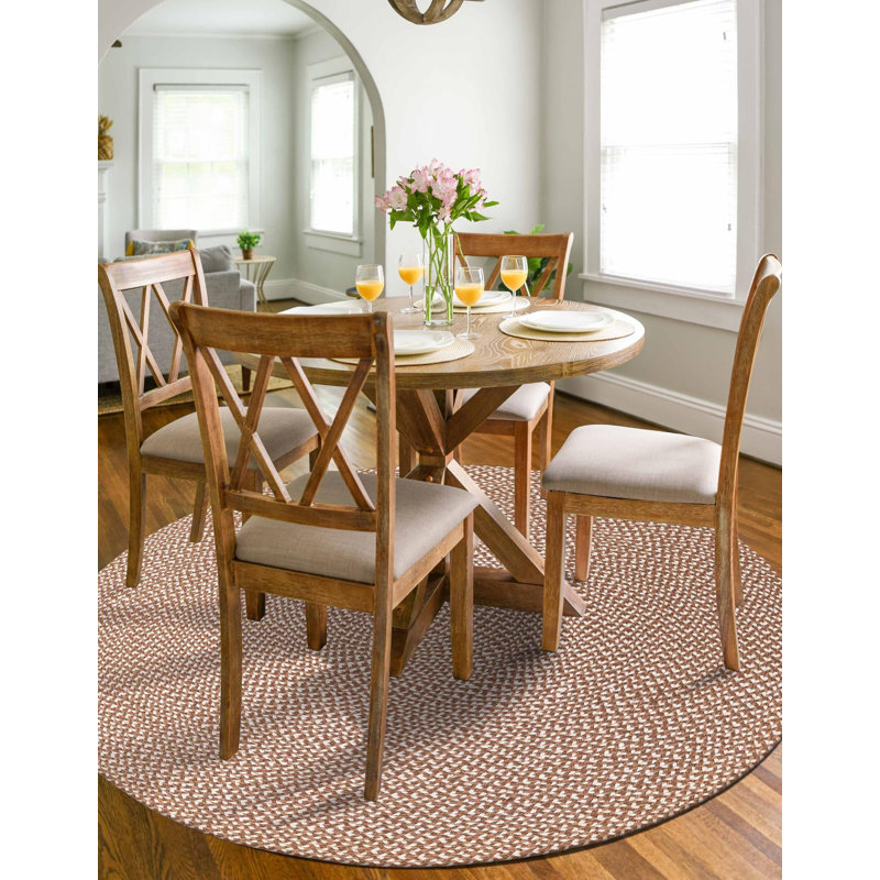 Contemporary Natura Knot Area Rug Light Brown Color, Round 2'
