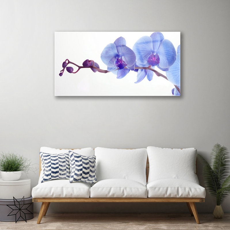 Glass Print Wall Art 100X50cm Image Printed On Glass Decorative Wall Picture Behind Toughened / Tempered Safety Real Glass For Kitchen & Living Room Theme: Flowers Floral