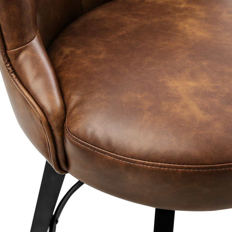 Tabouret de comptoir pivotant rembourré Arleine, Similicuir brun, 3