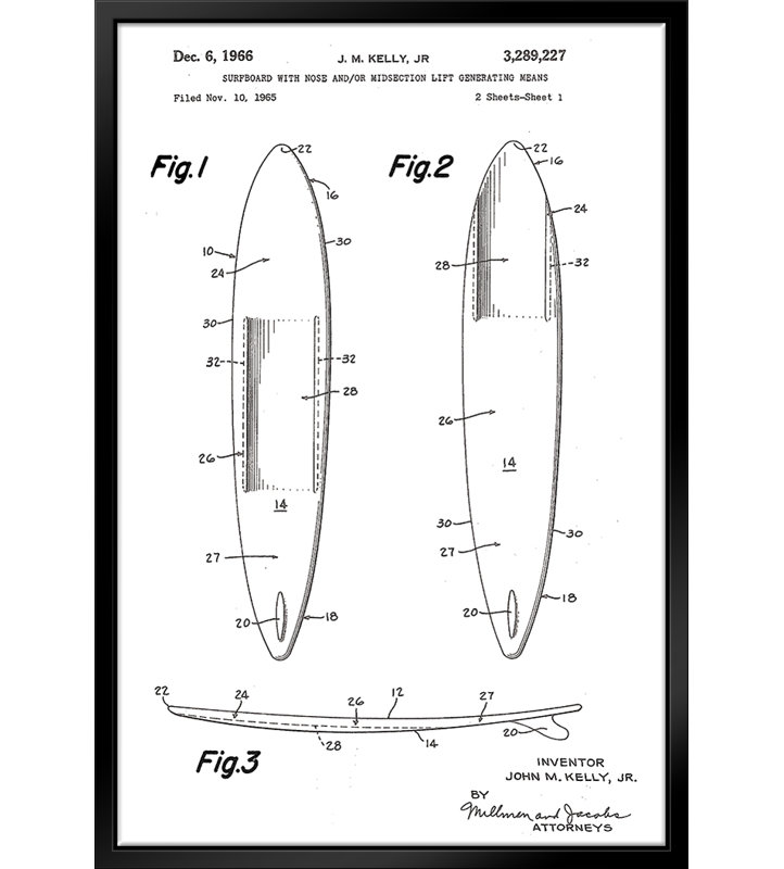 Planche de surf brevetée - blanc, L 11 po x H 14 po