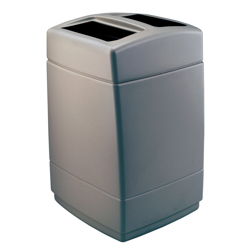 PolyTec Plastic Open Trash Can - 55 Gallons, Charcoal