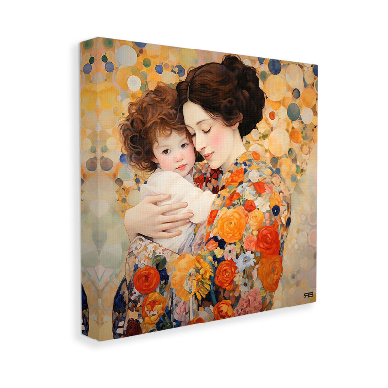 «Floral Mother & Baby», art mural sur toile par Rb, H 17 po x l 17 po