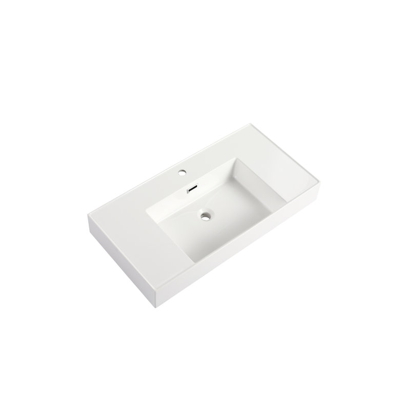 Lavabo 36 po en résine pour salle de bain, meuble-lavabo contemporain élégant