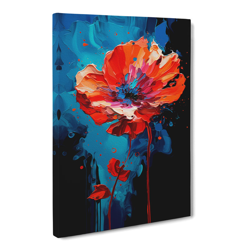 Poppy Flower Abstract - Wrapped Canvas, 60cm H x 40cm W x 3cm D