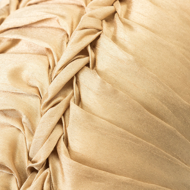 Analysia Buttons Cotton Reversible Throw Pillow, Gold