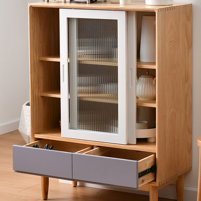 Armoire de rangement multifonctionnelle de salon, Brun / Gris