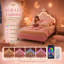 Upholstered Princess Bed Frame with Adjustable LED Crown Headboard and Slatted Base for Children & Teenagers-1283624217