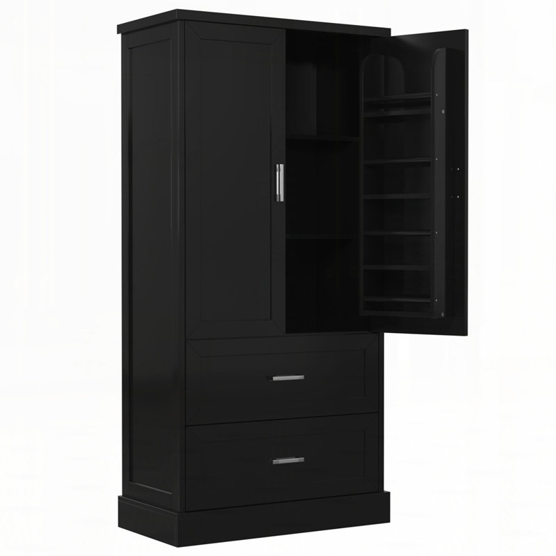 Armoire de rangement pour salle de bain avec tablette réglable, Noir