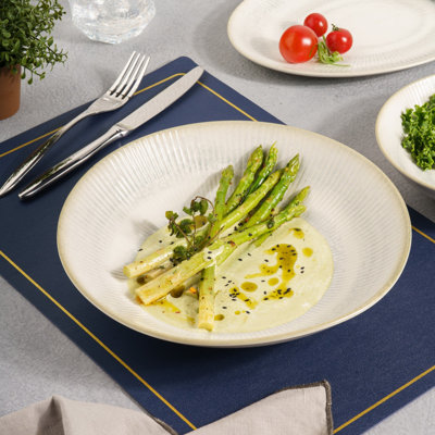 Paros-Shell Aqua Premium Porcelain Vital Coupe Round Cous Cous Deep Plate, 10.2" | Microwave & Dishwasher Safe