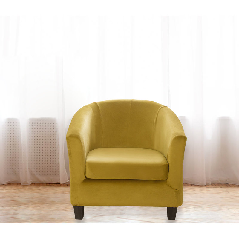 Housse pour fauteuil de café en velours avec housses de coussin de boîte Devrick, Vert gazon