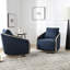 Ensemble de 2 chaises demi-tonneau pivotantes de 30 po en polyester avec base en bois-702729490