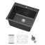 Évier de buanderie en composite de quartz noir mat à cuve simple pour laver et laver les animaux-133705541