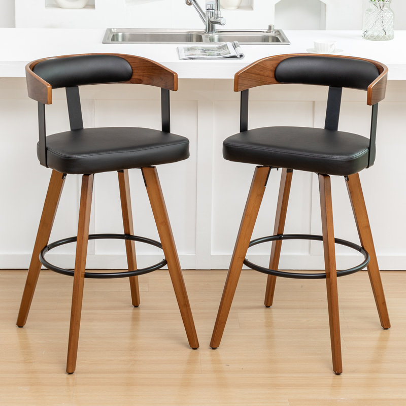 Swivel Upholstered Counter Stool, Counter Stool (67cm Seat Height), Black