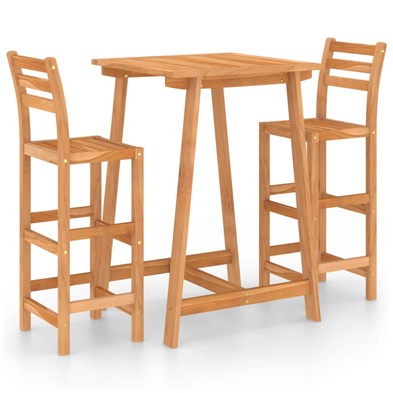 Pratcher 2 - Person Acacia Wood Patio Dining Set with Square Table