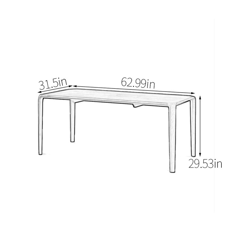 Rectangular solid wood dining table, 29.53"H x 62.99"L x 31.5"W
