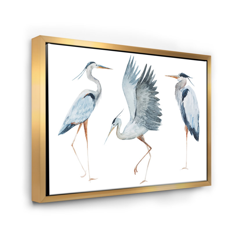 Reproduction d'art sur toile, héron, II, H 30 po x l 40 po, Impression encadrée, Doré