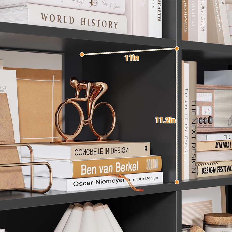 (Ensemble de 2) Bibliothèque standard H 73 "avec portes et 8 tablettes ouvertes, Black