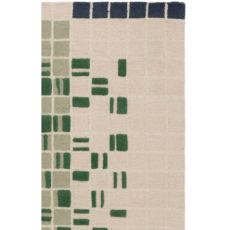 Genre 86% laine à carreaux touffetée à la main 85%; Tapis à motifs géométriques 15% coton, Rectangle de 5 pi x 8 pi