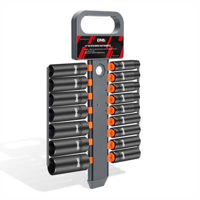 16pcs 1/2 Inch Drive Metric Impact Deep Socket Set, 10mm-25mm,Cr-V Steel