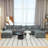 Plaisir Chenille Upholstered Sectional Sofa with Cup Holders & Pillows