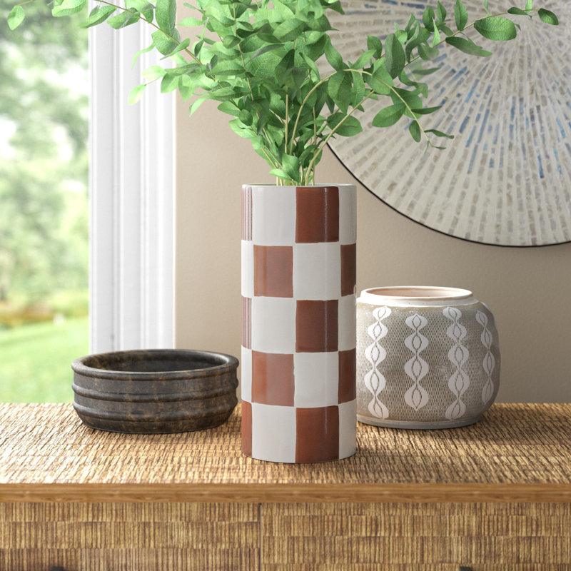 Cleveland Handmade Ceramic / Porcelain Table Vase, Terracotta, 12" H x 5" W x 5" D