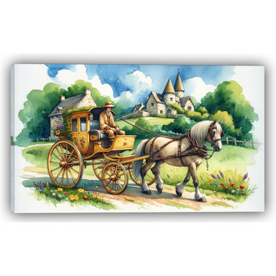 " Vintage Countryside Carriage: Rustic Castle Journey "