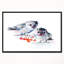 Oiseaux sur une branche avec des baies rouges - reproduction sur toile-26695121