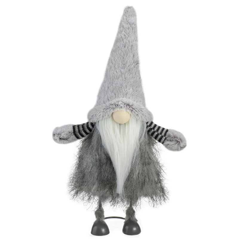 Décoration de Noël gnome rebondissant 17 po beige et gris