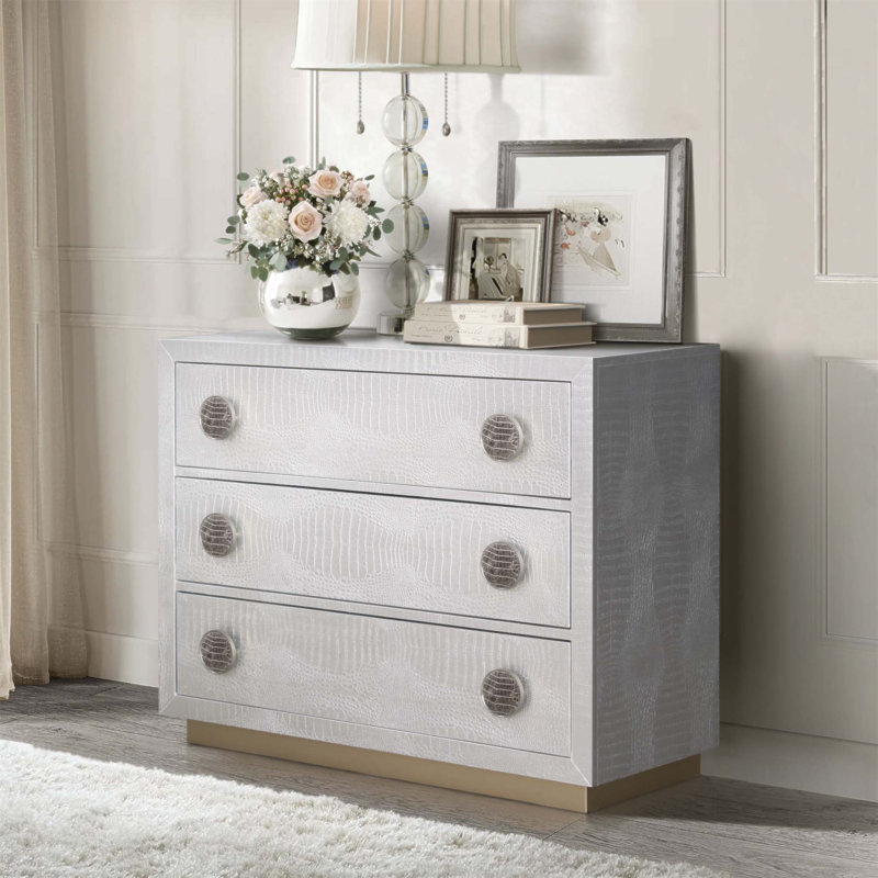 Anpu 3-Drawer Console Cabinet in Silver